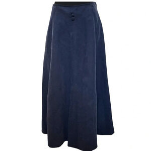 Faux Suede Adjustable Midi Maxi Skirt Blue Size Large